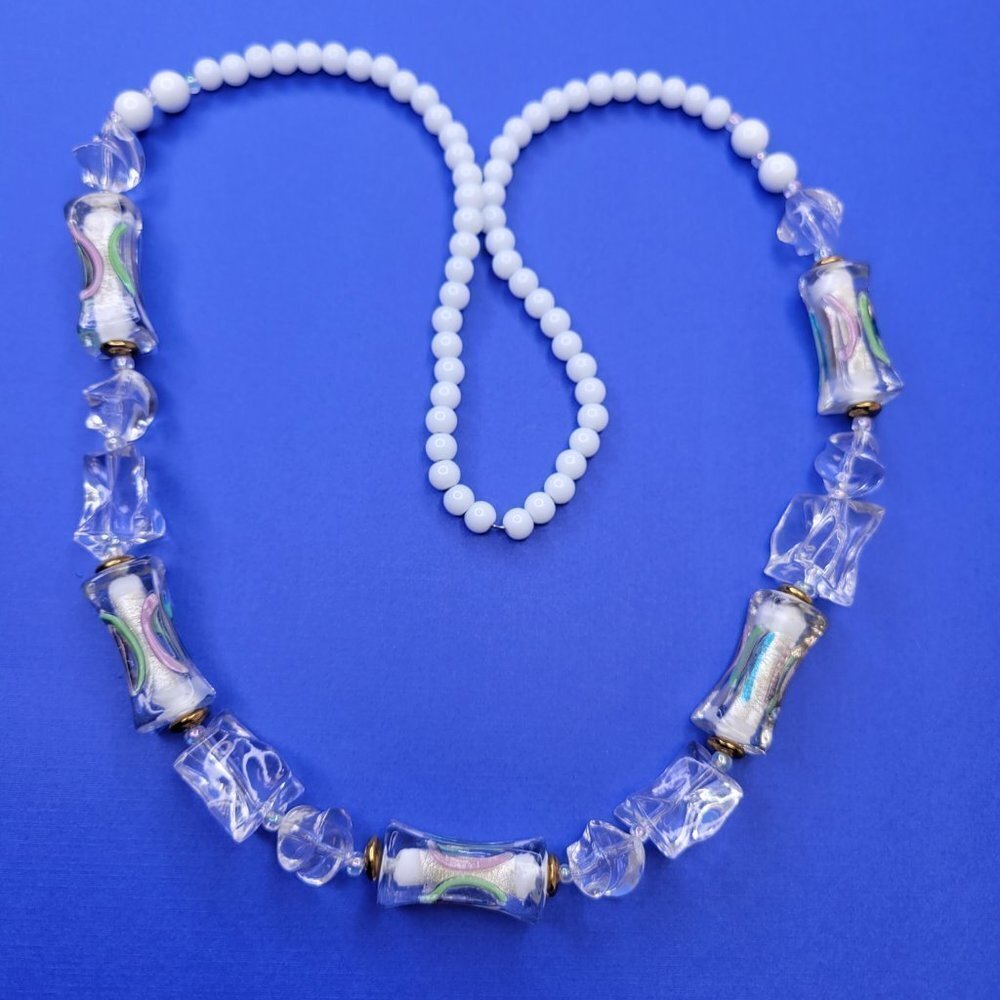 WHITE Bead Necklace Casual Boho Summer Fashion Trendy Necklace